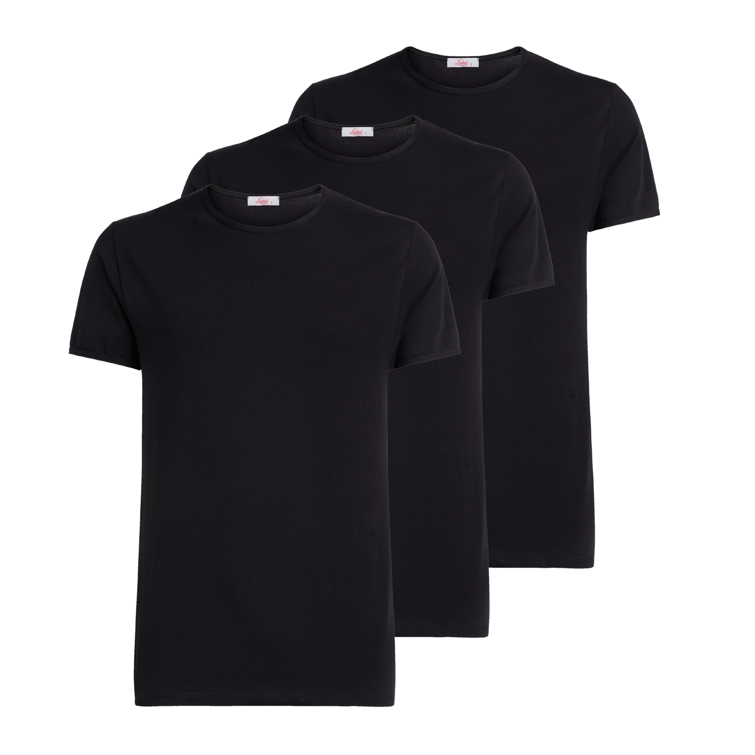 T-Shirt girocollo manica corta uomo - nero, multipack da 3, cotone elasticizzato