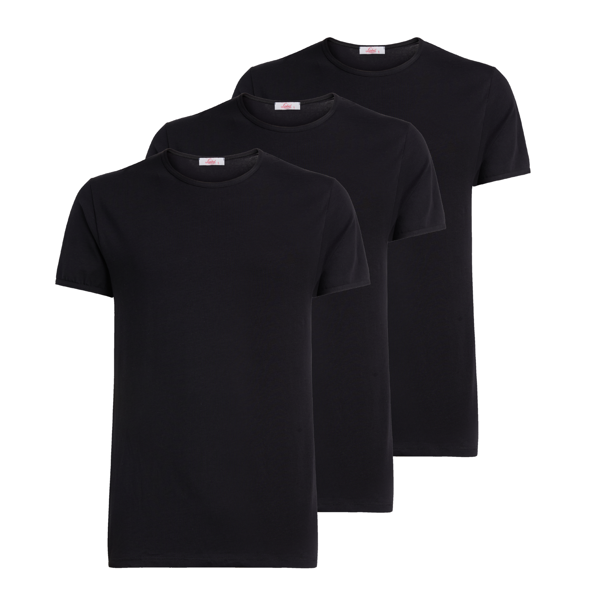 T-Shirt girocollo manica corta uomo - nero, multipack da 3, cotone elasticizzato