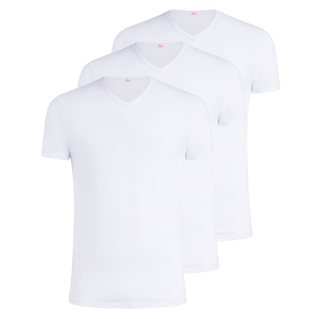 T-Shirt scollo V manica corta uomo - bianco, multipack da 3, cotone elasticizzato
