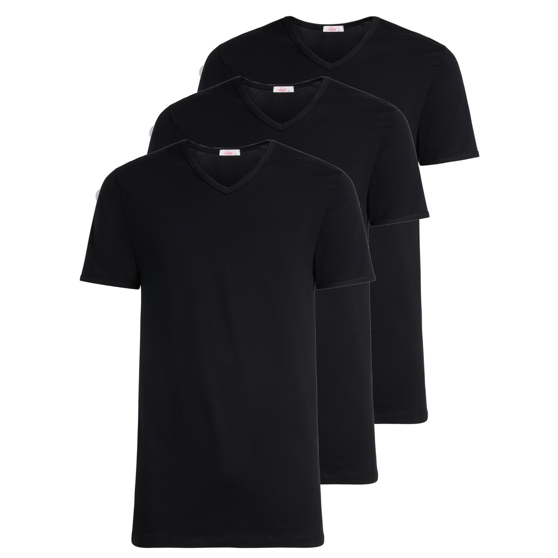 T-Shirt scollo V manica corta uomo - nero, multipack da 3, cotone elasticizzato