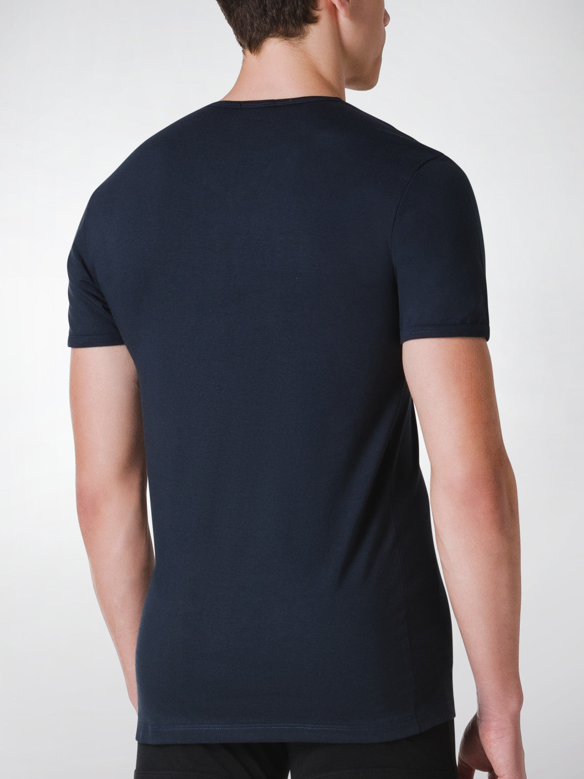 T-Shirt scollo V manica corta uomo - blu, multipack da 3, cotone elasticizzato