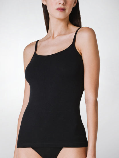 Canotta spallina sottile donna - nero, multipack da 3, cotone elasticizzato