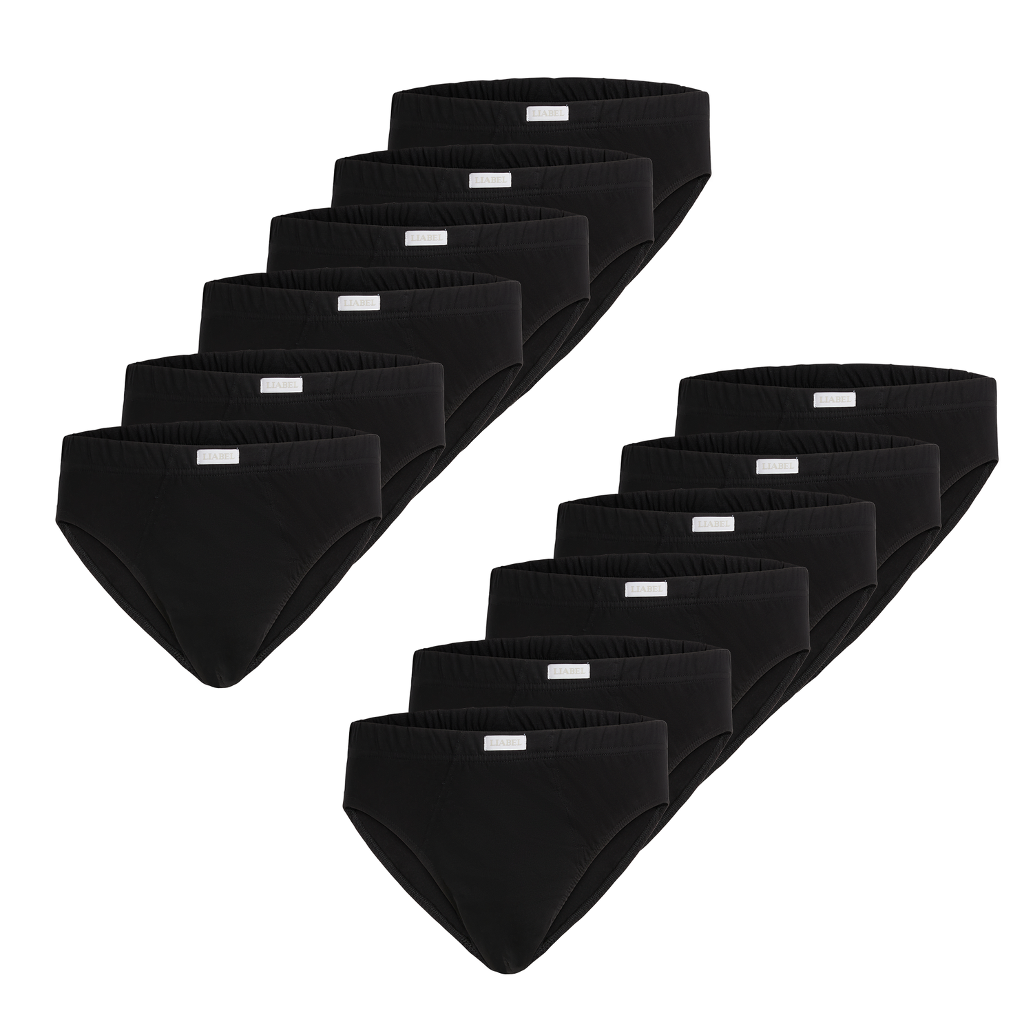 Slip medio uomo - nero, multipack da 12, cotone