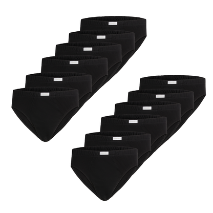 Slip medio uomo - nero, multipack da 12, cotone
