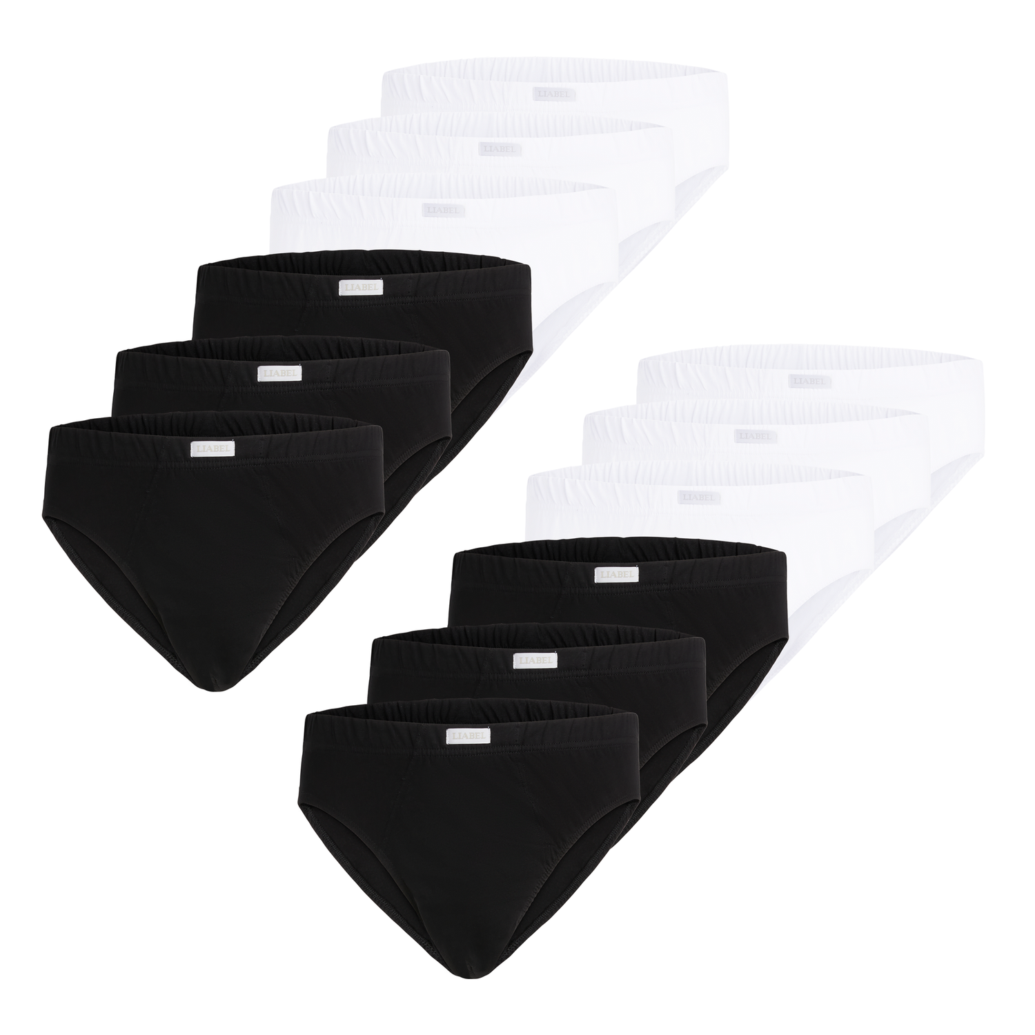 Slip medio uomo - colore assortito (6 bianco + 6 nero), multipack da 12, cotone