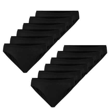 Slip mini donna - nero, multipack da 12, cotone elasticizzato