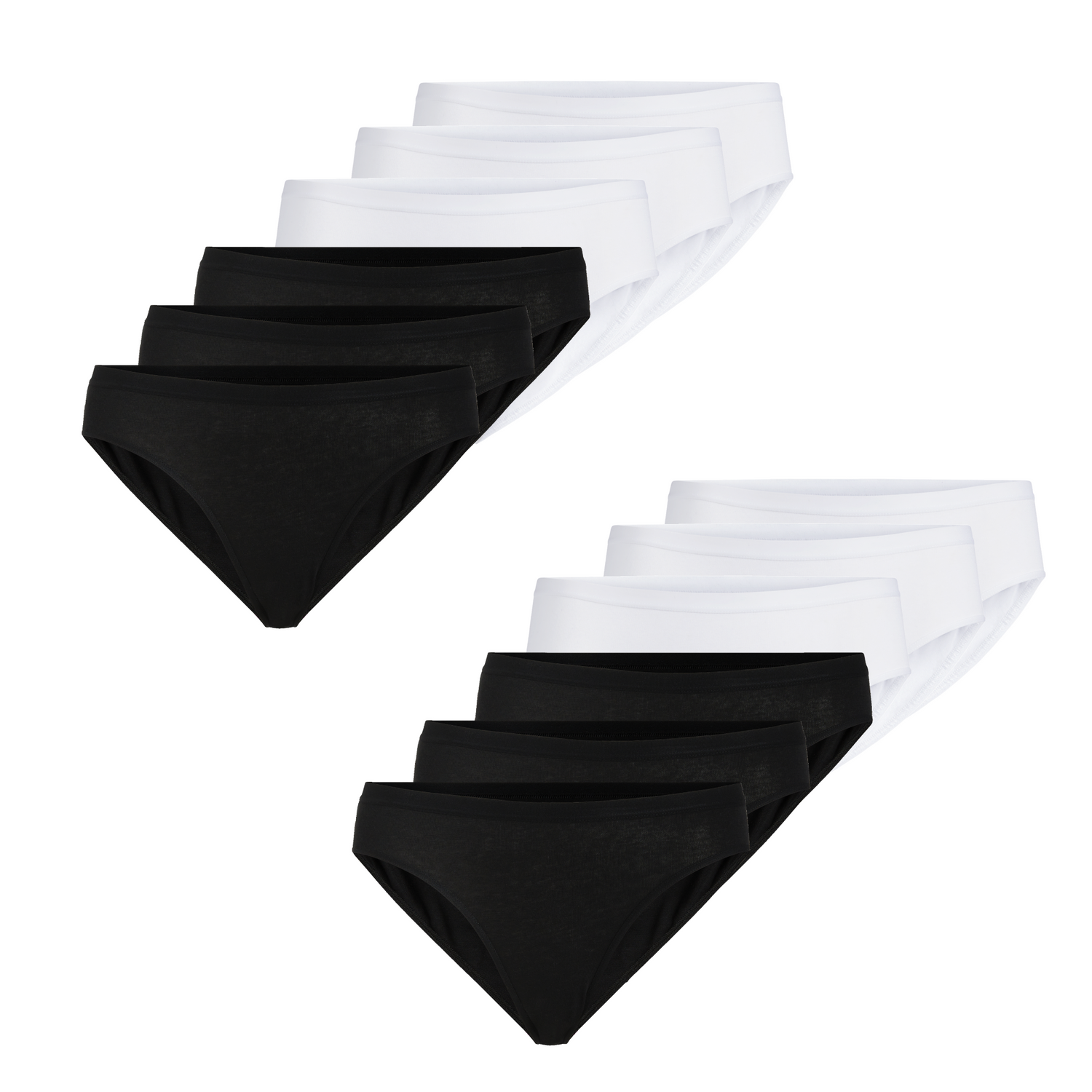 Slip mini donna - colore assortito (6 bianco + 6 nero), multipack da 12, cotone elasticizzato