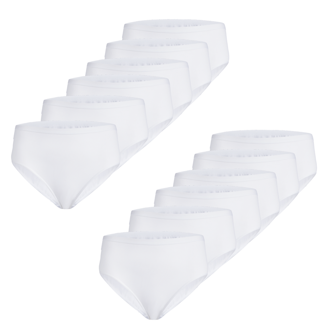 Slip midi donna - bianco, multipack da 12, cotone elasticizzato