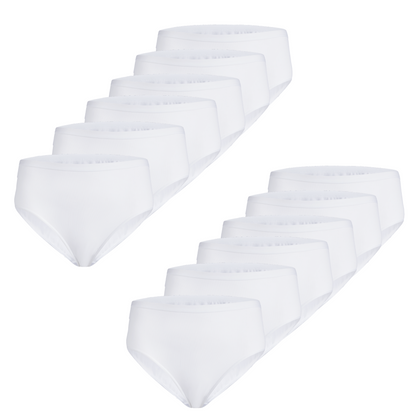Slip midi donna - bianco, multipack da 12, cotone elasticizzato