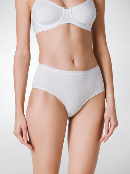 Slip midi donna - bianco, multipack da 12, cotone elasticizzato
