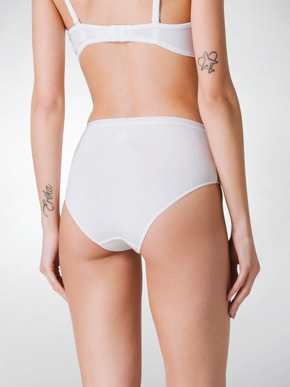Slip midi donna - bianco, multipack da 12, cotone elasticizzato