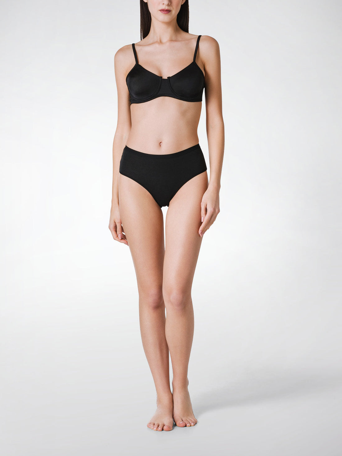 Slip midi donna - nero, multipack da 12, cotone elasticizzato