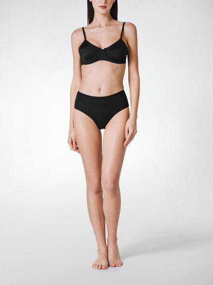 Slip midi donna - nero, multipack da 12, cotone elasticizzato