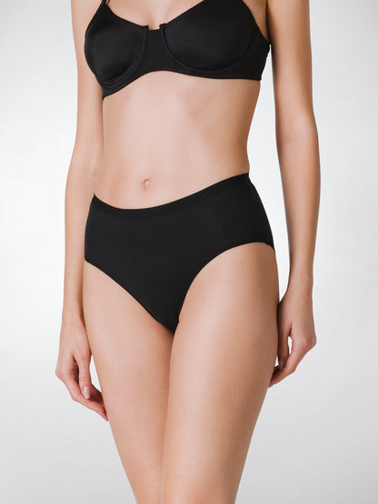 Slip midi donna - nero, multipack da 12, cotone elasticizzato