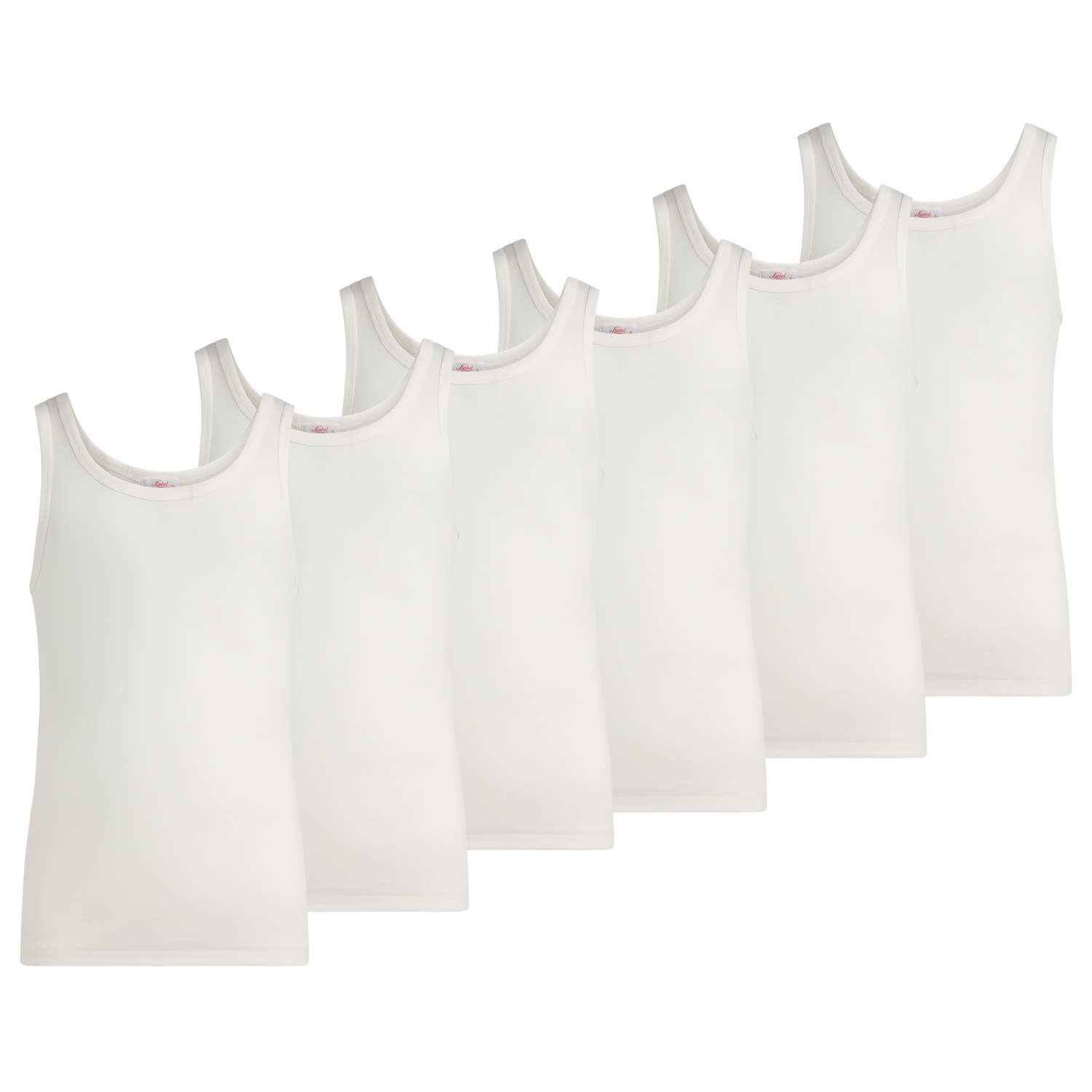 Canotta spalla larga uomo - bianco, multipack da 6, cotone elasticizzato