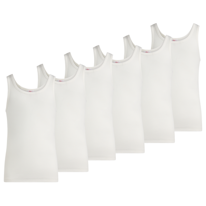 Canotta spalla larga uomo - bianco, multipack da 6, cotone elasticizzato
