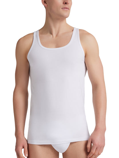 Canotta spalla larga uomo - bianco, multipack da 6, cotone elasticizzato