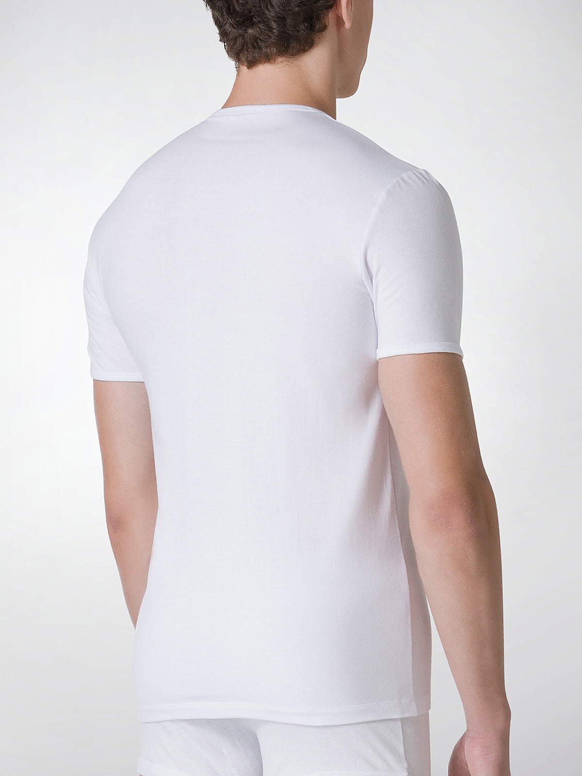 T-Shirt scollo V manica corta uomo - bianco, multipack da 6, cotone elasticizzato
