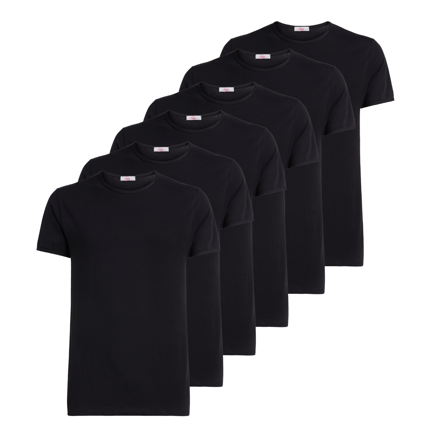 T-Shirt girocollo manica corta uomo - nero, multipack da 6, cotone elasticizzato