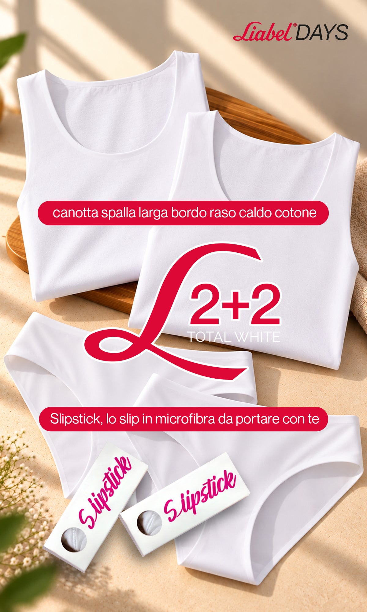 2 Canotte caldo cotone + 2 Slipstick donna