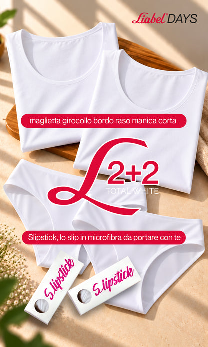 2 T-shirt caldo cotone + 2 Slipstick donna