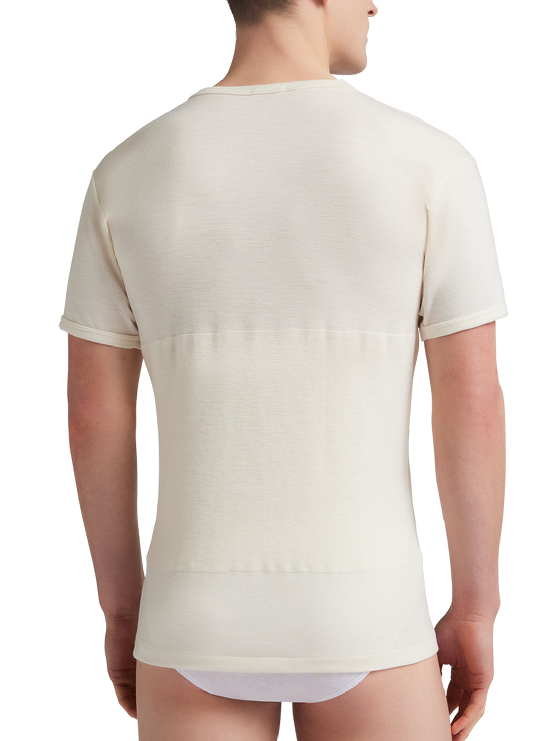 T-Shirt manica corta con fascia elastica uomo, misto lana (72%)