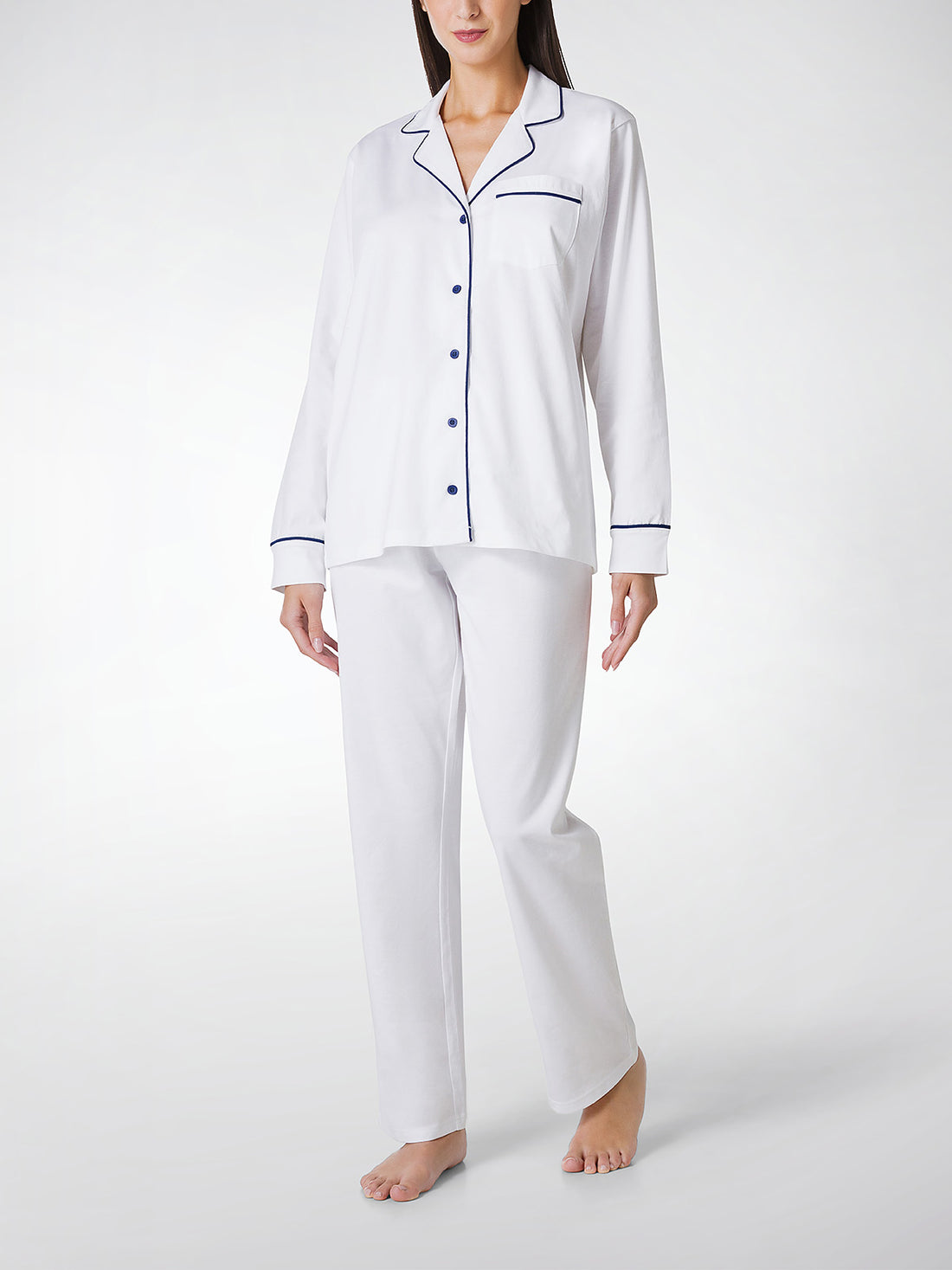 Pigiama aperto lungo donna, cotone