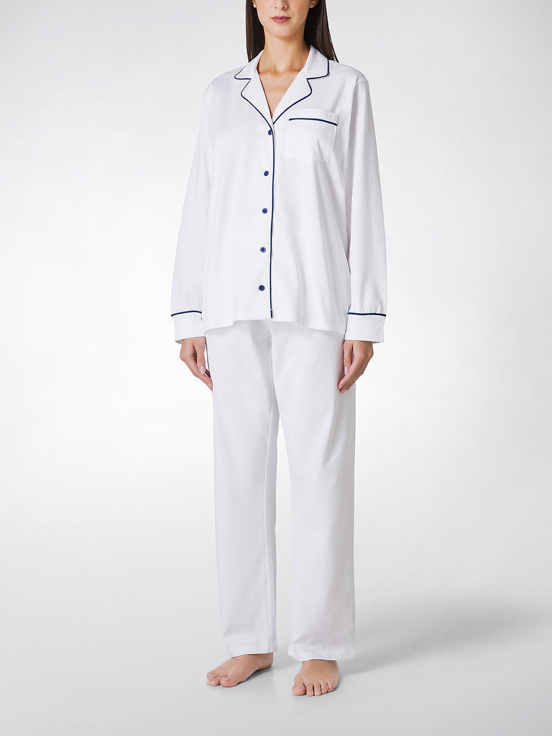 Pigiama aperto lungo donna, cotone