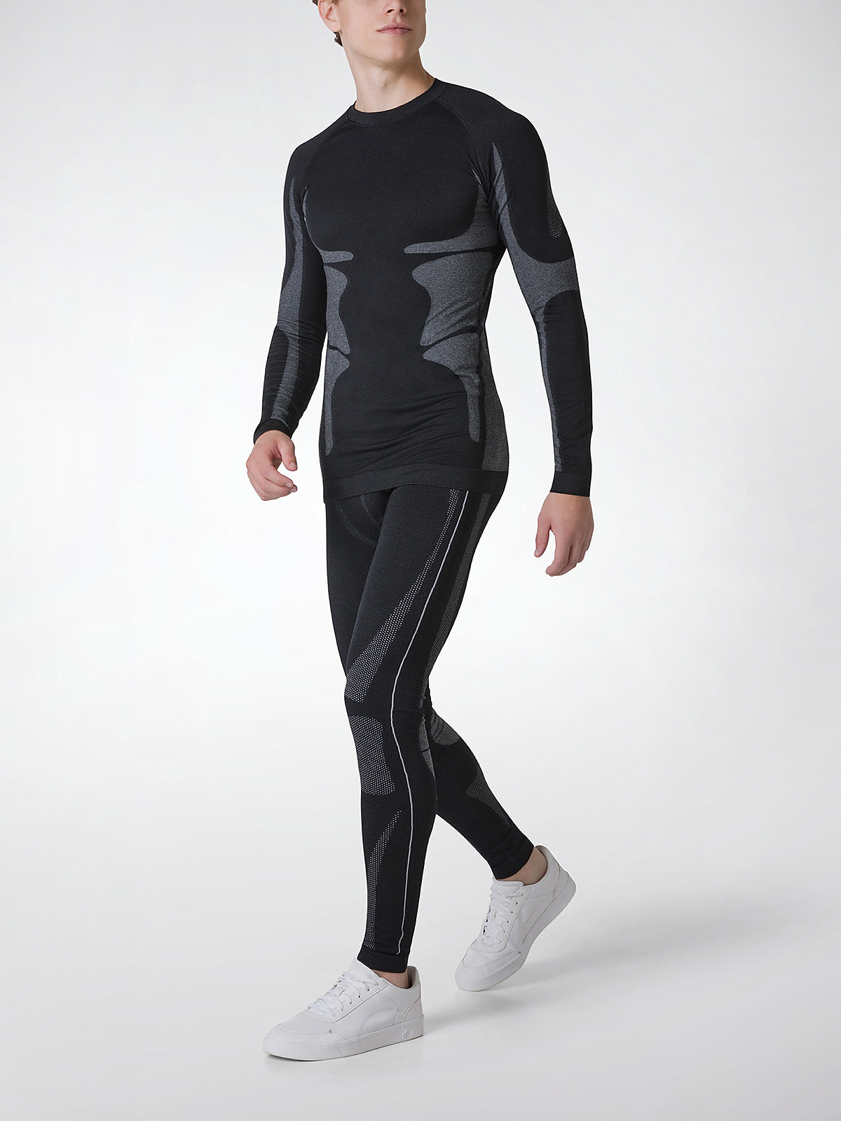 T-Shirt THERMAL girocollo manica lunga uomo, microfibra elasticizzata