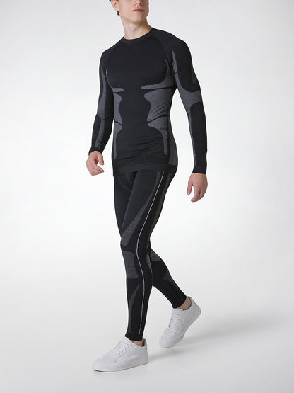 T-Shirt THERMAL girocollo manica lunga uomo, microfibra elasticizzata