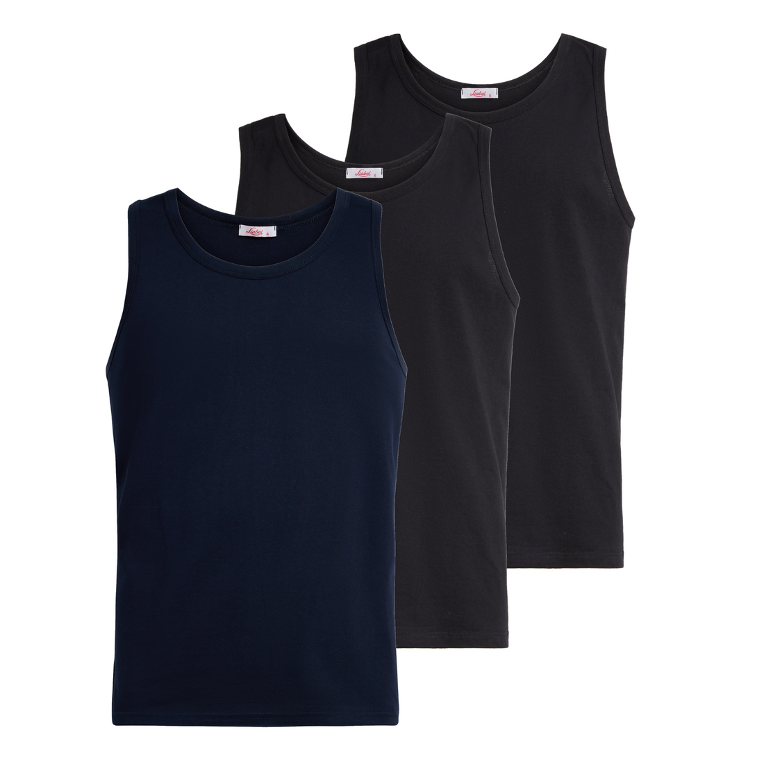 Canotta spalla larga uomo - colore assortito (1 blu + 2 nero), multipack da 3, cotone