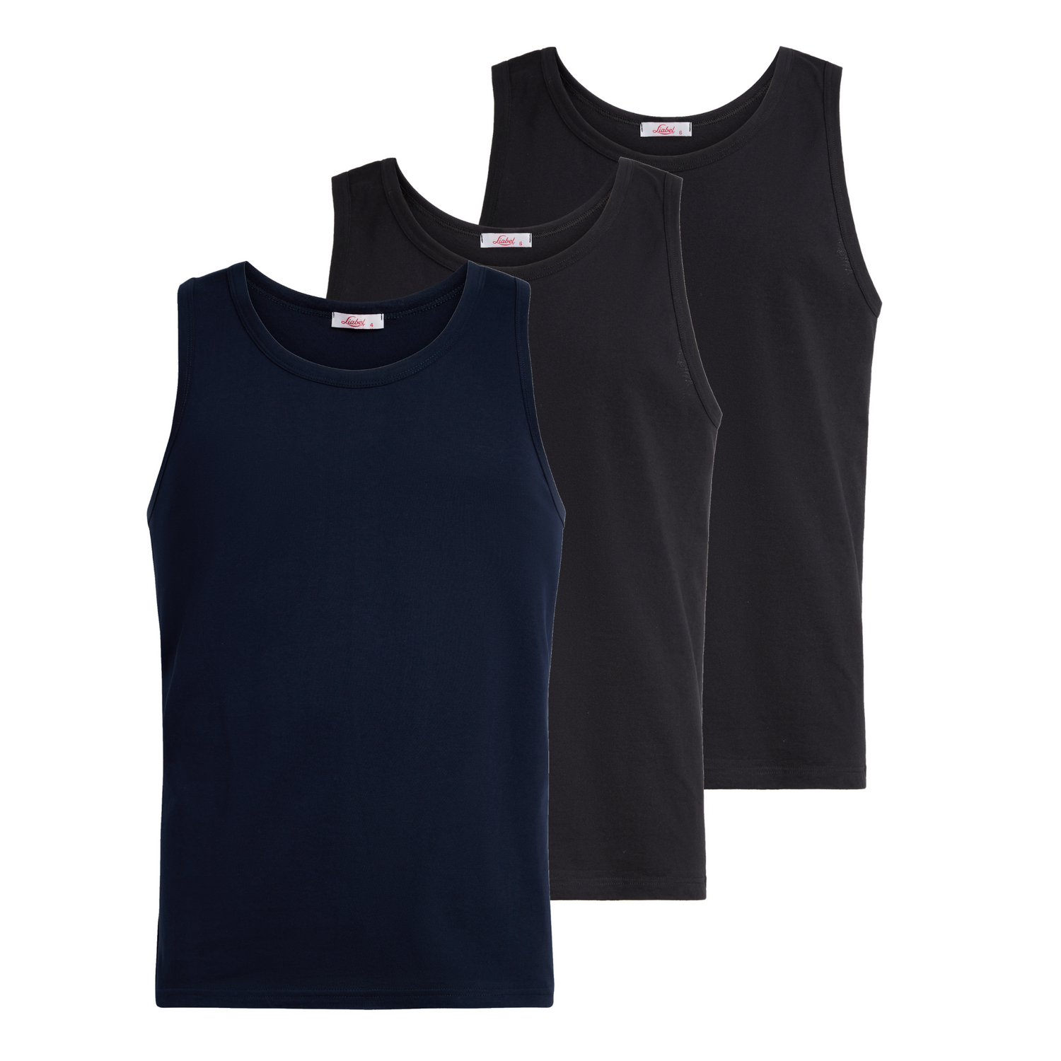 Canotta spalla larga uomo - colore assortito (1 blu + 2 nero), multipack da 3, cotone