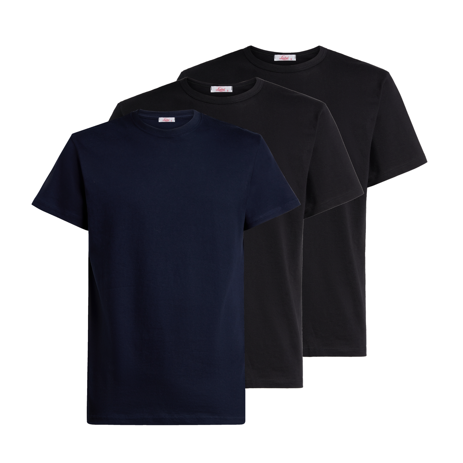 T-Shirt girocollo manica corta uomo -colore assortito (1 blu + 2 nero), multipack da 3, cotone