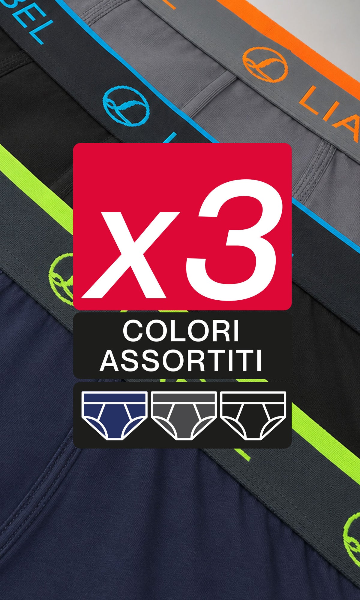 Pack 3 slip medi uomo, cotone elaticizzato SPORTY