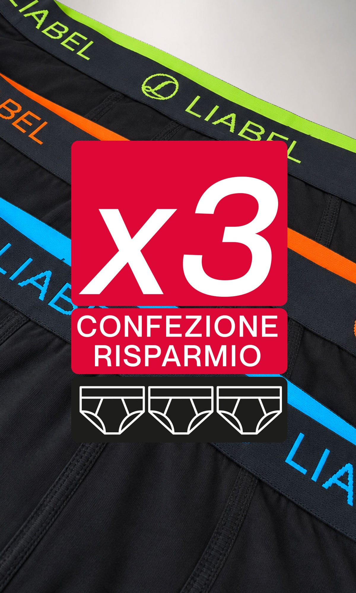 Pack 3 slip medi uomo, cotone elaticizzato SPORTY