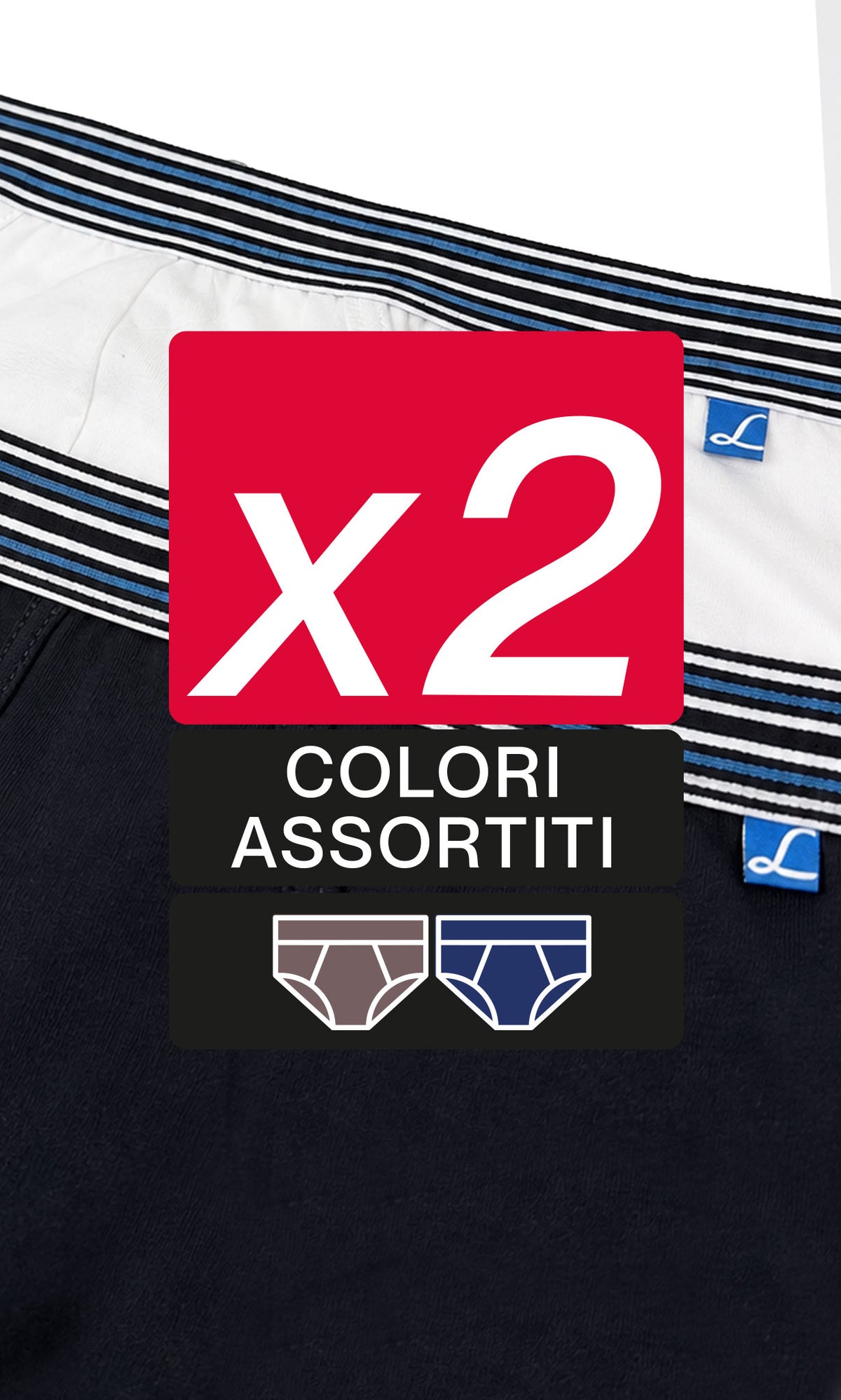Pack 2 slip medi uomo Yachting, cotone elasticizzato