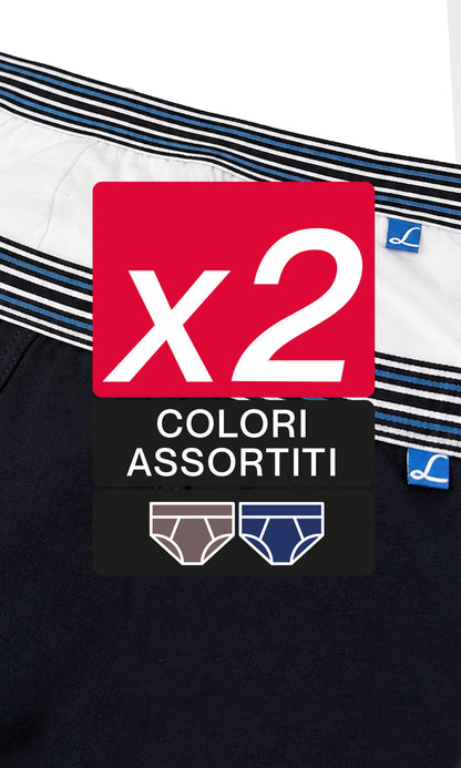 Pack 2 slip medi uomo Yachting, cotone elasticizzato