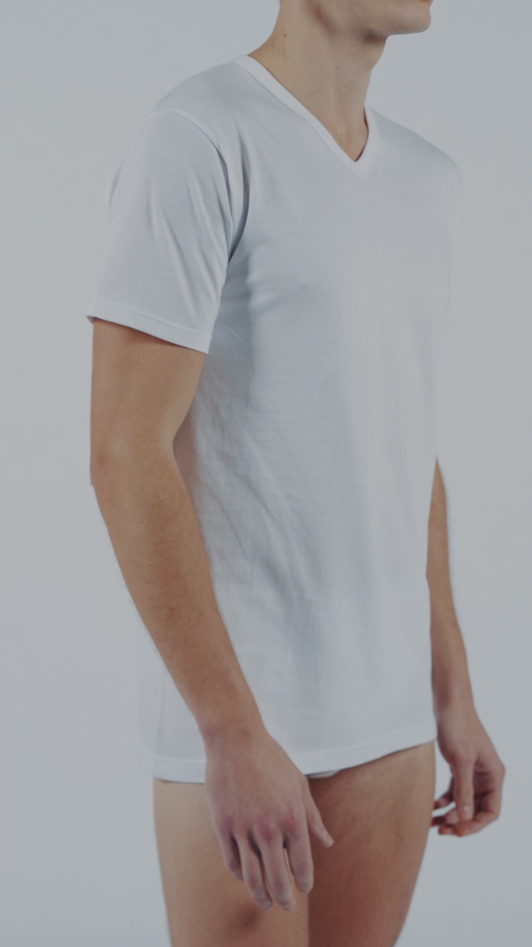 T-Shirt scollo V manica corta uomo -bianco, multipack da 6, cotone