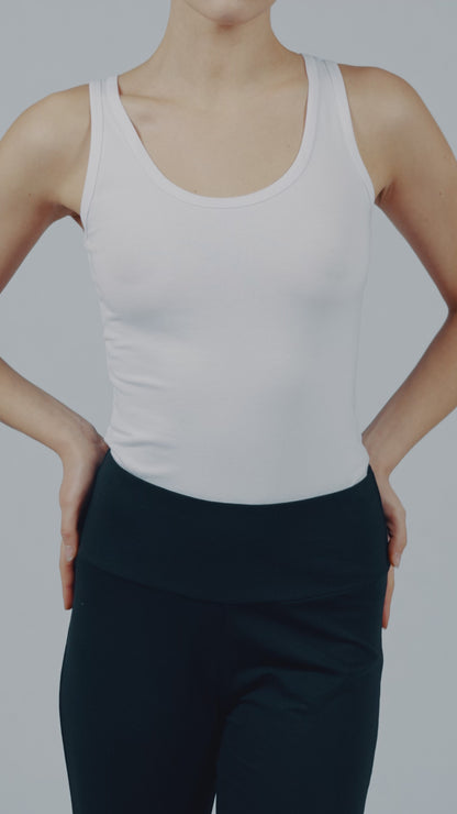 Canotta spalla larga donna - bianco, multipack da 2, cotone elasticizzato