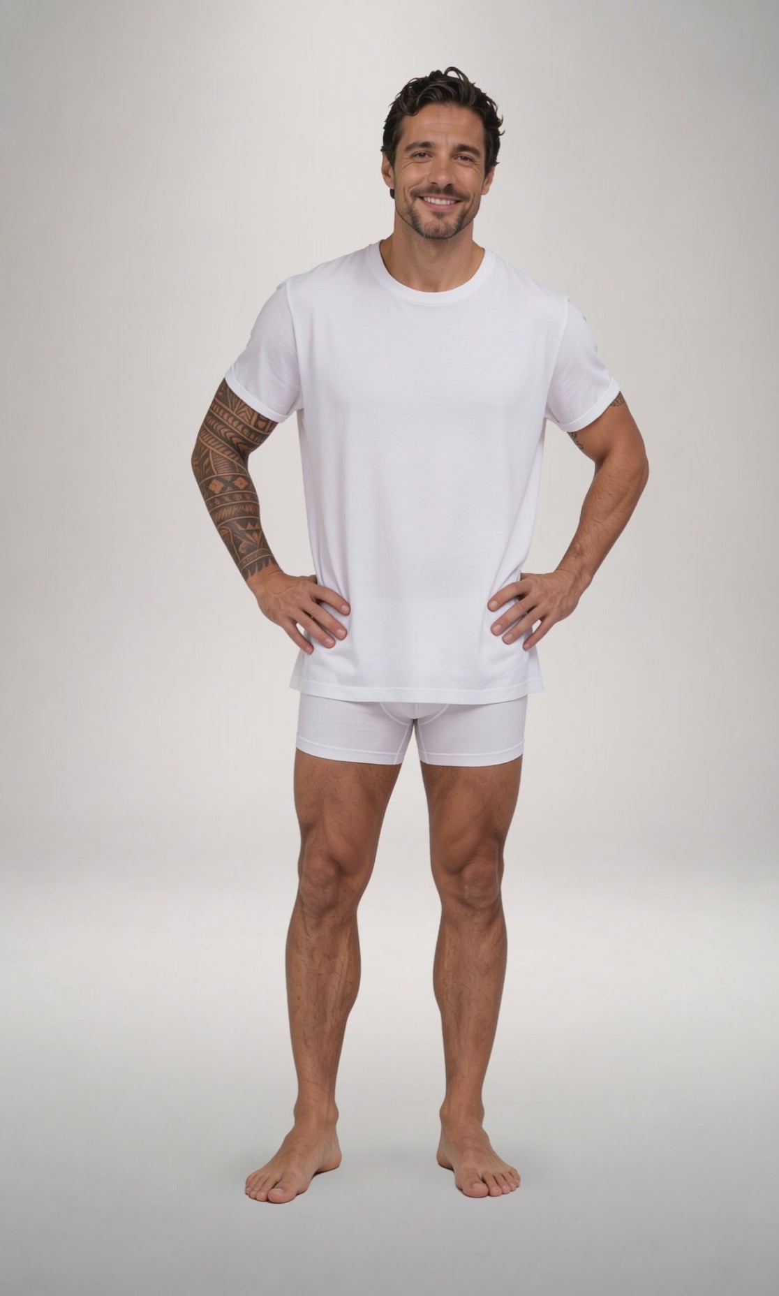 T-shirt girocollo manica corta uomo bianca, cotone elasticizzato