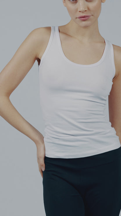 Canotta spalla larga donna - bianco, multipack da 2, cotone elasticizzato