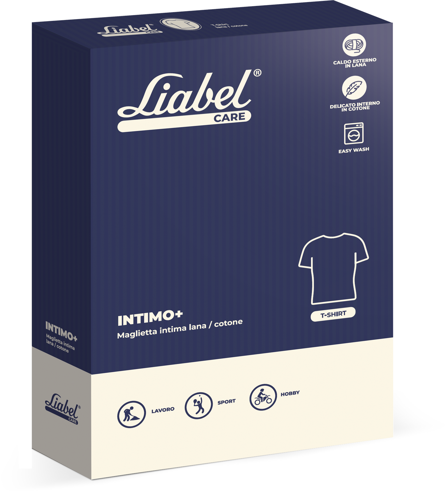 T-Shirt girocollo manica corta uomo, esterno 65% lana-interno 100% cotone