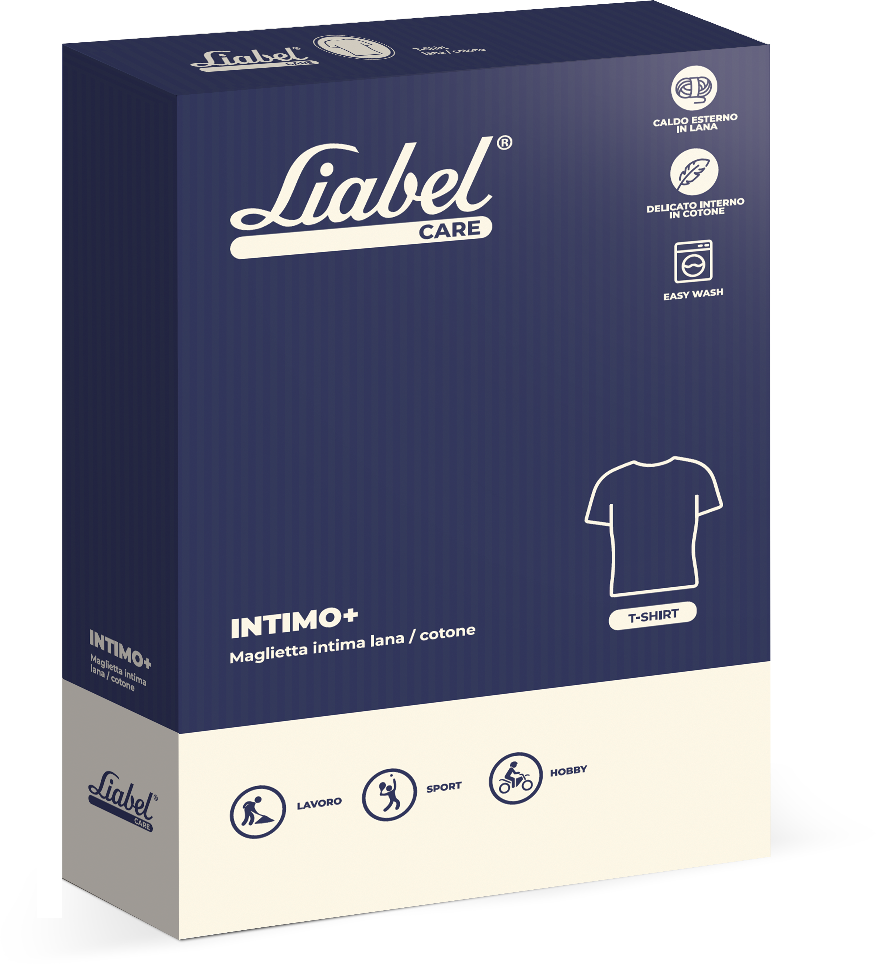 T-Shirt girocollo manica corta uomo, esterno 65% lana-interno 100% cotone